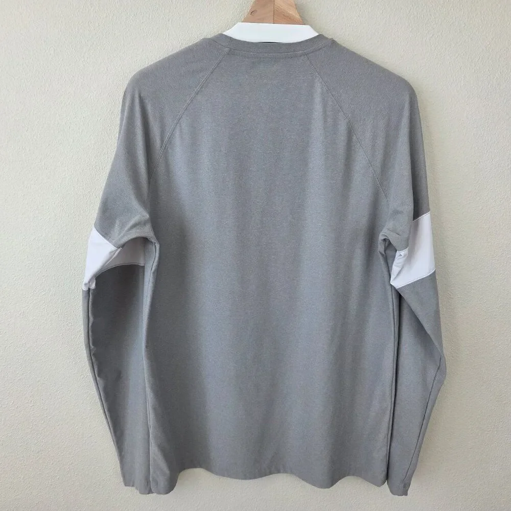 Rhone Long Sleeve Mens Tee Size M Gray White Performance Activewear Shirt - Picture 5 of 6